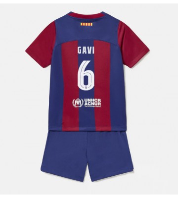 Barcelona Paez Gavi #6 Koszulka Podstawowych Dziecięca 2023-24 Krótki Rękaw (+ Krótkie spodenki)